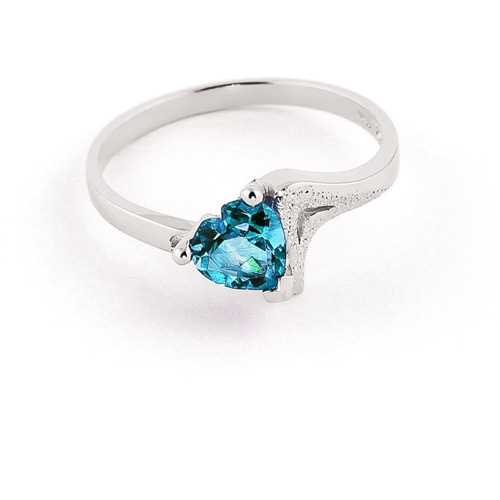 14K. SOLID GOLD RING WITH NATURAL BLUE TOPAZ (White Gold)